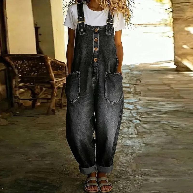 Mara | Vintage Cotton Denim-Look Overalls